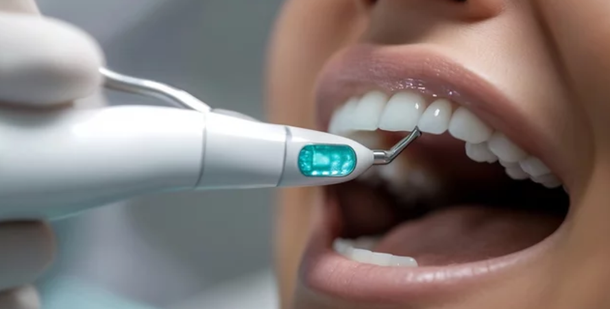 中年男性の歯の健康寿命を守るセルフケア　歯周病や歯槽膿漏を予防し電動歯ブラシやフロスでケアするイメージ