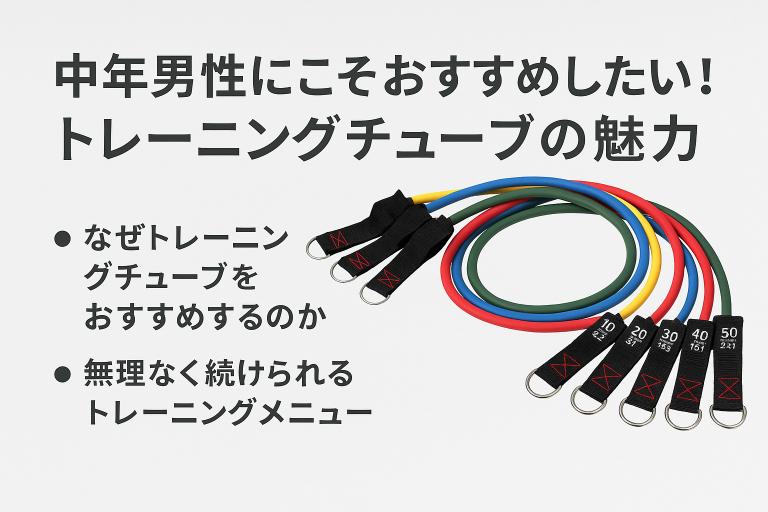 【中年男性向け】自宅で戦える体を作るトレーニングチューブおすすめと使い方｜強度目安と筋トレメニュー付き