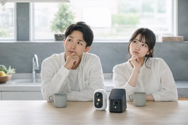 元警察官がAnker防犯カメラ「eufyCam C35」を持ってレビューしている様子｜アンカー防犯カメラの評価・口コミ解説